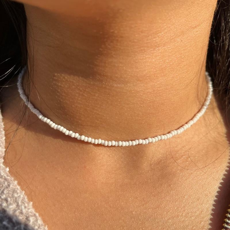 White Seed Bead Necklace