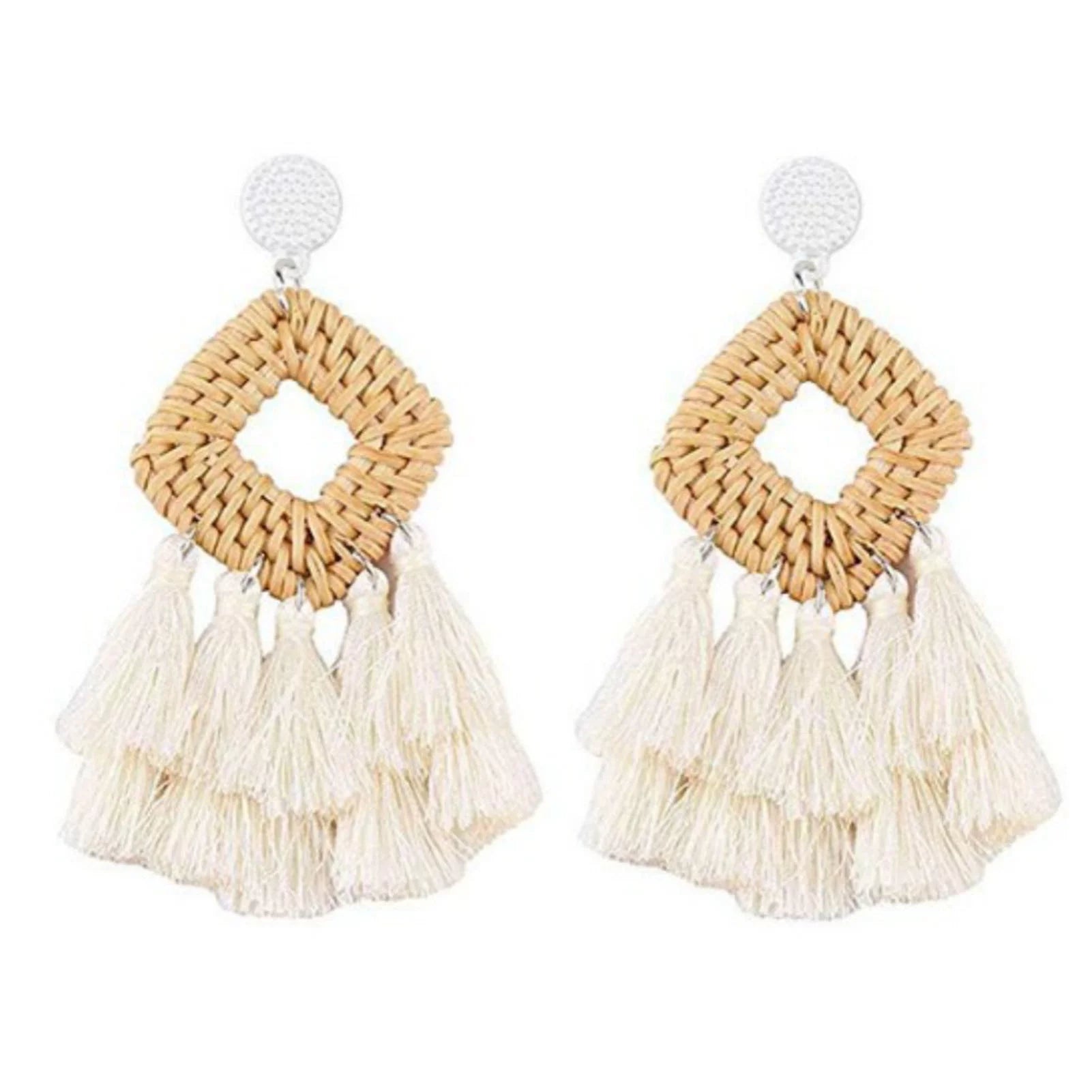 4 Pairs Rattan Earrings