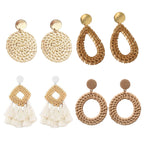 4 Pairs Rattan Earrings